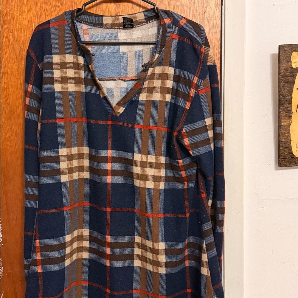WinWin Checkered Button Sleeve Tunic
